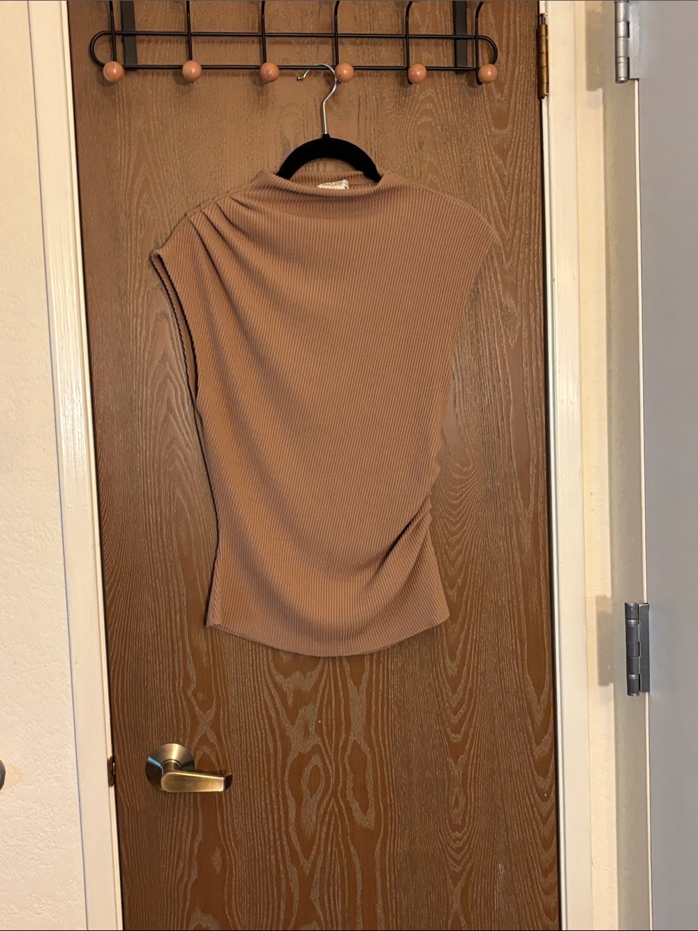 Nation LTD Sleeveless Ribbed Mock-Neck Muscle Tee in Taupe
